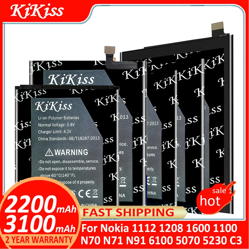 Batteria Bl-4C Bl-5C Bl-4Ul Bl-5B Bl-5J Per Nokia 1112 1208 1600 1100 N70 N71 N91 6100 5070 5230 C3 C2-01 Bl 4C 5C Bl5C Batteria