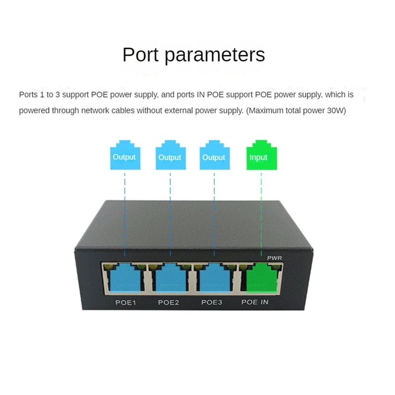 기가비트 POE 네트워크 스위치 익스텐더, 4 포트, 100/1000M, 블랙 메탈, Poe 스위치 NVR IP 카메라 AP, 1 개