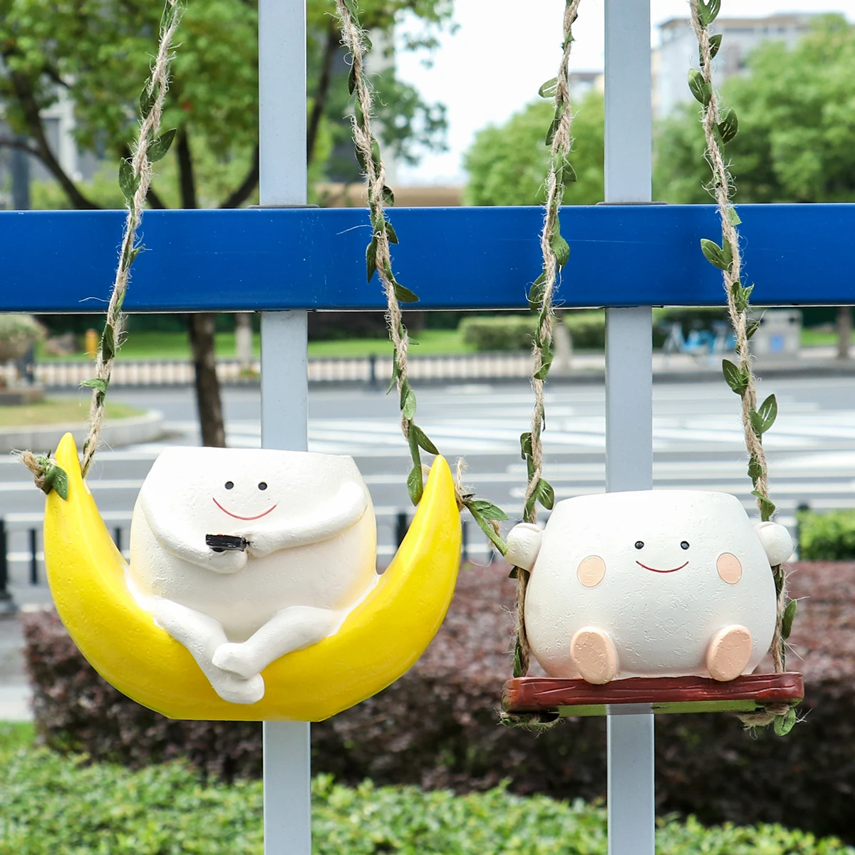 

Комнатное и уличное растение качалка Луна подвесной цветочный горшок милый качающийся цветочный горшок поверхность из смолы