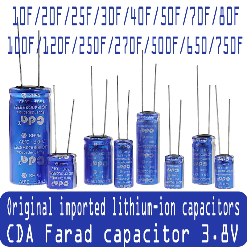 Original imported 3.8V ion capacitor 100F/120F/250F/270F/500F/650/750F/10F/20F/25F/30F/40F/50F/70F/80FCDA Faraday capacitoror super capacitor 3 8v 10f 40f 100f 120f 250f 500f 750f intelligent four meter wind energy storage electric vehicle