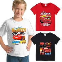 Lightnings Mcqueen T-shirt Cartoon Disney Cars Short Sleeve Tops Boys Basic Tee Children Clothing Cool Printed Tshirt Kids Tees 1