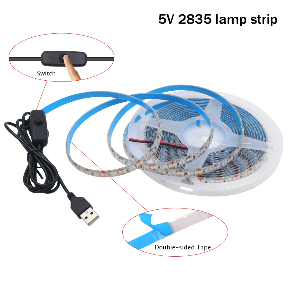 DC 5V Led Strip Lights USB Powered 2835 60LEDs/m IP21/IP65 Waterproof Flexible Led Tape for TV Backlight Home Decoration 0.5-5M led backlight for fixed frame projector screen rgb light strip multi color remote control ai change easy install home decoration