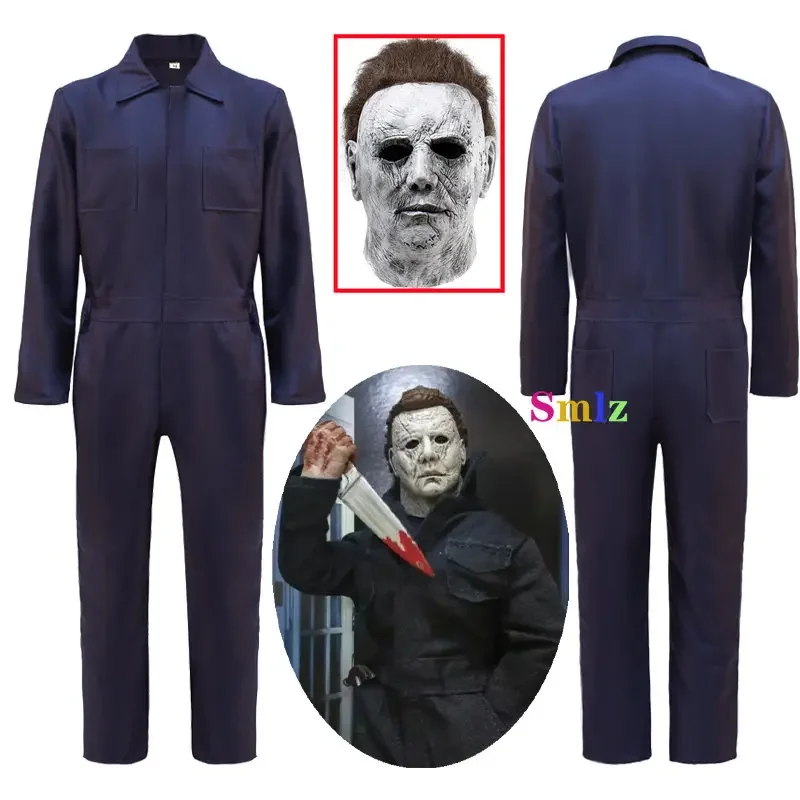 

JustSaiyan Michael Myers Cosplay Jumpsuits Man Bleach Halloween Costume Outfits Bodysuit Mask Halloween Carnival Suit Clothing