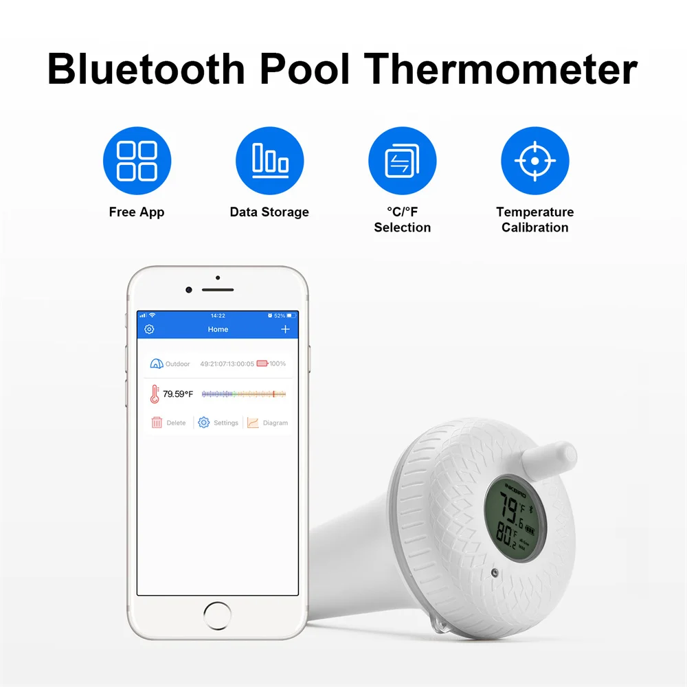 

INKBIRD P02R Wireless Bluetooth Floating Digital Water Thermometer IPX7 Waterproof For Swimming Pool Bathtub Hot Spring Aquarium
