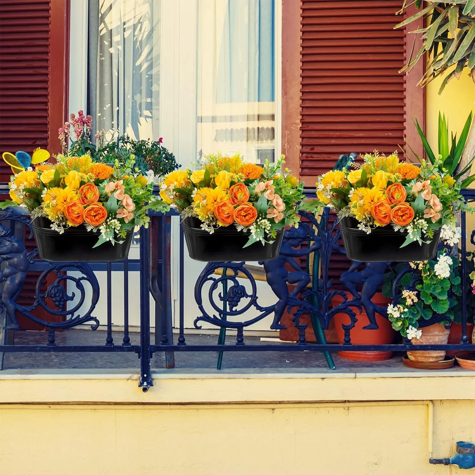 Iron Hanging Flower Pots for Railing 2
