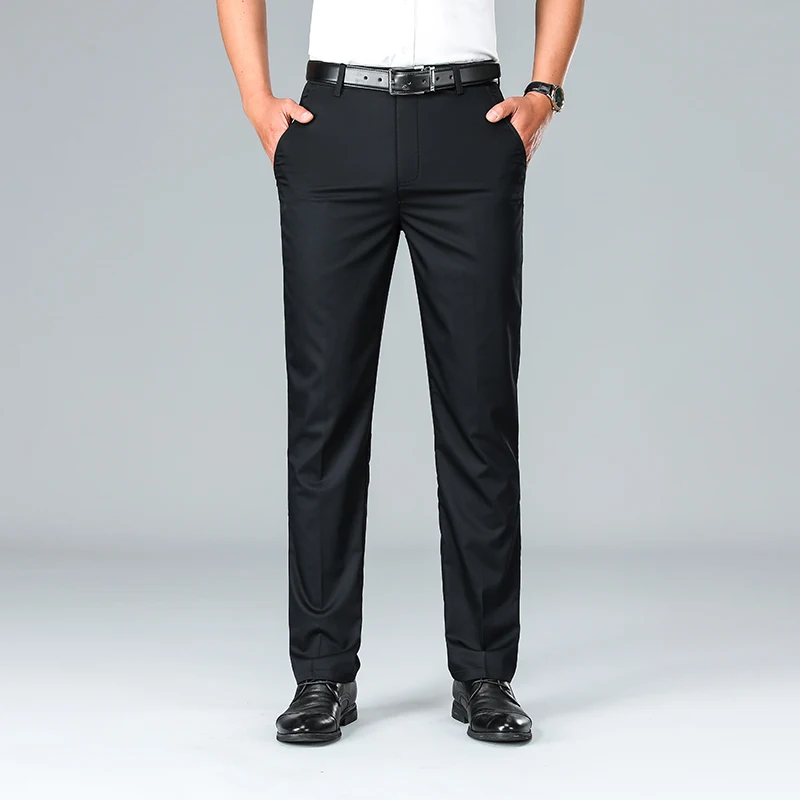 2024 New Bamboo Fiber Business Casual Pants Men's Ultrathin Loose Straight Stretch Breathable Non-Ironing Summer Suit Pants