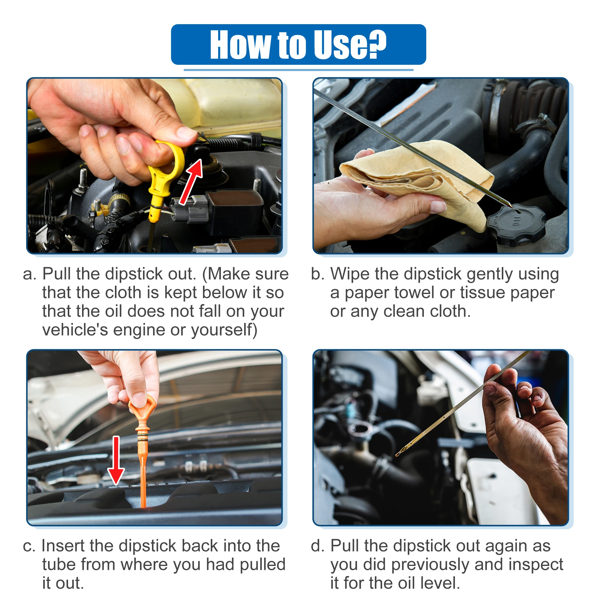 X Autohaux Engine Oil Dipstick Car Engine Oil Fluid Level Dipstick 111403TA0A for Nissan Rogue S, SL, SV 2.5L L4-Gas 2014-