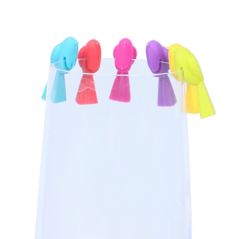 6pcs Silicone bird wine glass recognizer party wine glass marker