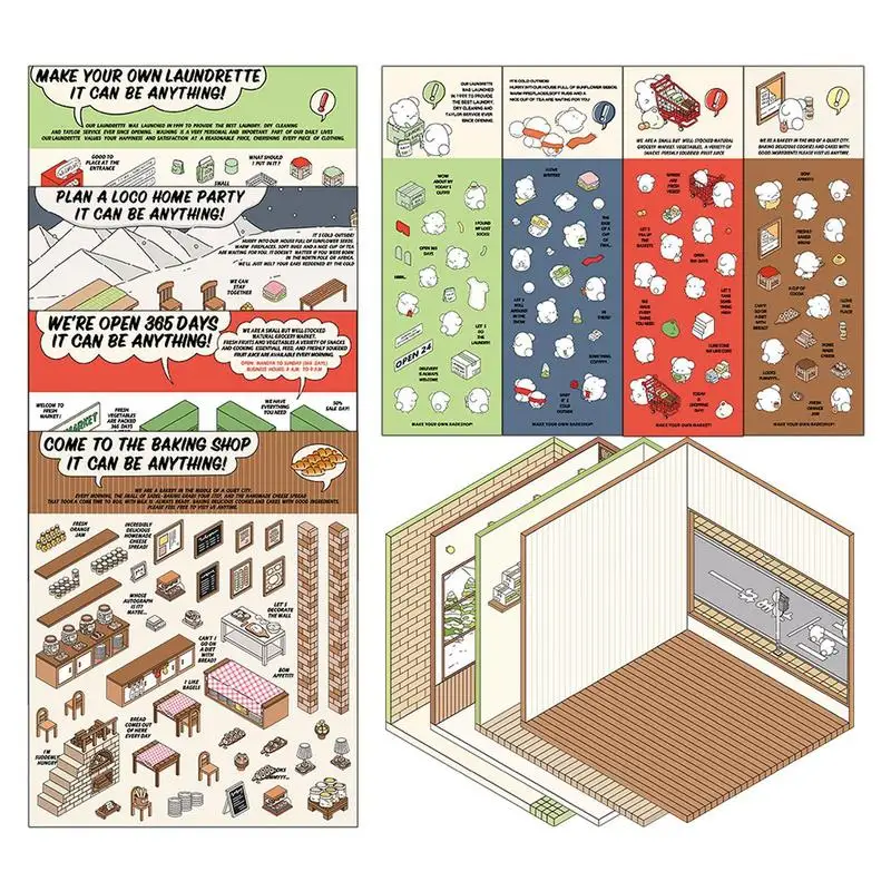Three-dimensional Cabin Stickers Miniature Scene Stickers Scrapbooking Decorative Material gift for Card Lover