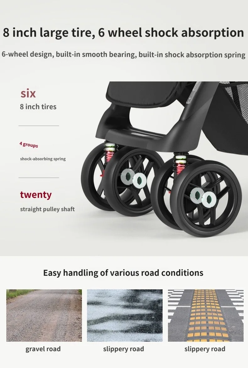 Lightweight Folding Double Two-seater Strollers for Front and Rear Baby Trolley for Reclining Twin Strollers Newborn Prams