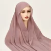 Hijab instantané en mousseline de soie avec boucle magnétique, couleur unie, écharpe musulmane pour femme, Turban islamique, bandeau à la mode, châle, nouvelle collection
