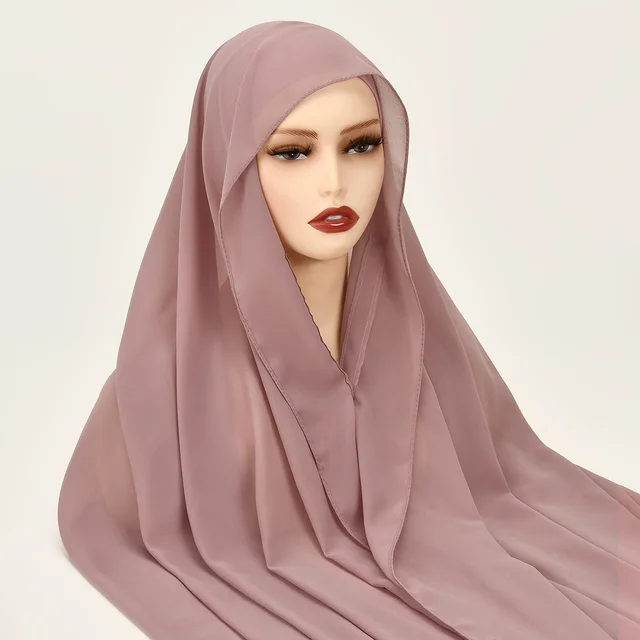 Hijab instantané en mousseline de soie avec boucle magnétique, couleur unie, écharpe musulmane pour femme, Turban islamique, bandeau à la mode, châle, nouvelle collection