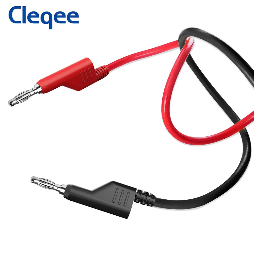 Cleqee P1045 테스트 후크 클립, 쌓을 수 있는 바나나 플러그 테스트 리드, 헤비 듀티 멀티미터 테스트 케이블, 구리 플러그, 4mm, 100cm