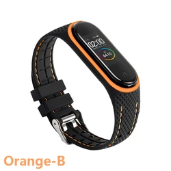 Silicone Sport Watchband Replacement Bracelet Strap - Mi band 7 (Orange-B)