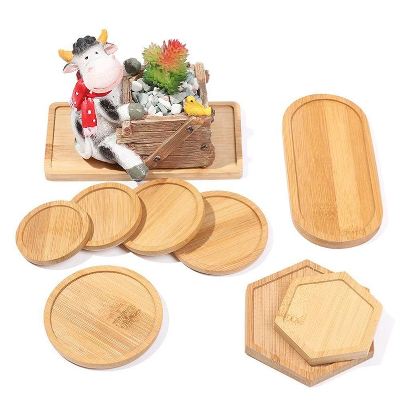 Jewelry Display Tray Wooden Soap Dispenser Tray Home Decoration Flower Pot Tray Round Square Candles Jewelry Storage Bathroom Kitchen Plate