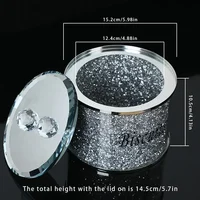 Crystal Glass Biscuit Container Jar Tin with Lid Kitchen Counter Storage Silver Trimmings Crystal Filled Decorative Storage Box 2