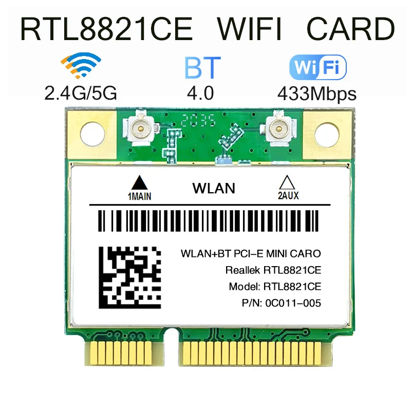 RTL8822CE 1200Mbps 2.4G/5Ghz 802.11AC WiFi Card Network mini PCIe RTL8821CE Bluetooth 5.0 Support Laptop/PC Windows 10/11 wireless adapter Network Cards