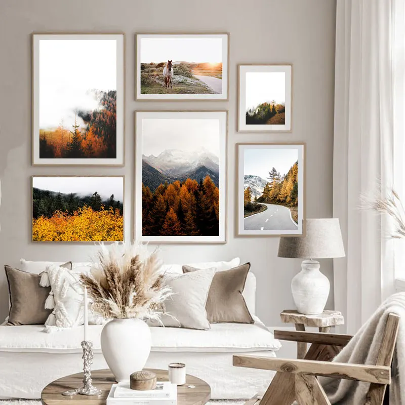 

Autumn Forest Posters And Prints Scandinavian Poster Nature Landscape Wall Art Canvas Painting Nordic Home Decor Scenery Picture