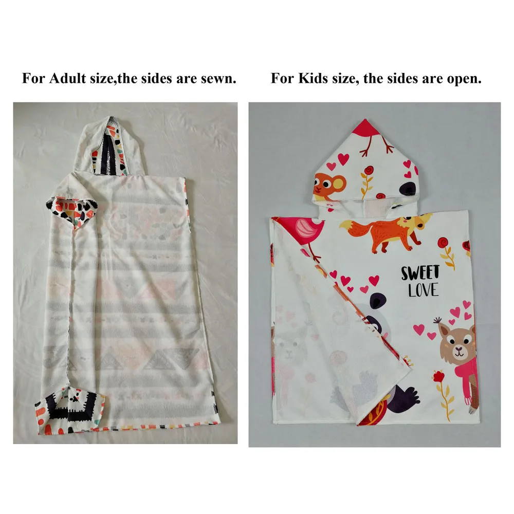 Description Picture 2 of itemAdult Kids Custom Personalized Poncho Towel Hooded Sauna Spa Surf Swim Beach Changing Robe Holiday Birthday Gift Drop Shipping