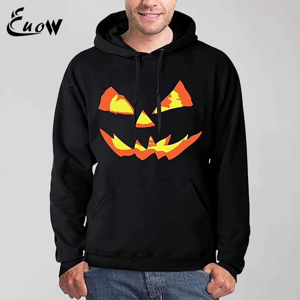 

EUOW 2022 Brand Cotton Men's Halloween Costume Funny Pumpkin Fleece Hoodies Sweatshirt High Quality Clothing Casual Streetwear