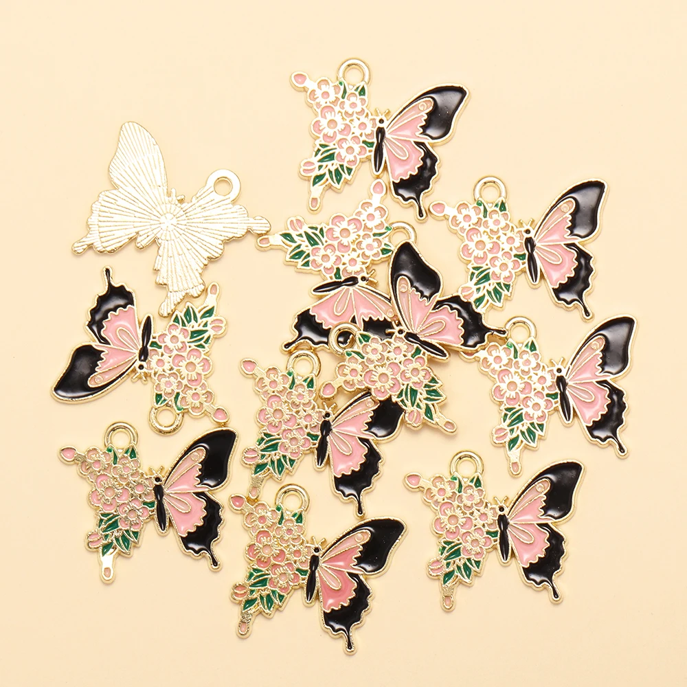 10 Stück Legierung Emaille Insekt Charms Farbige Motte Schmetterling Käfer Anhänger Zubehör DIY Herstellung Ohrring Halskette Schmuck Dekor Handwerk – Detail 10