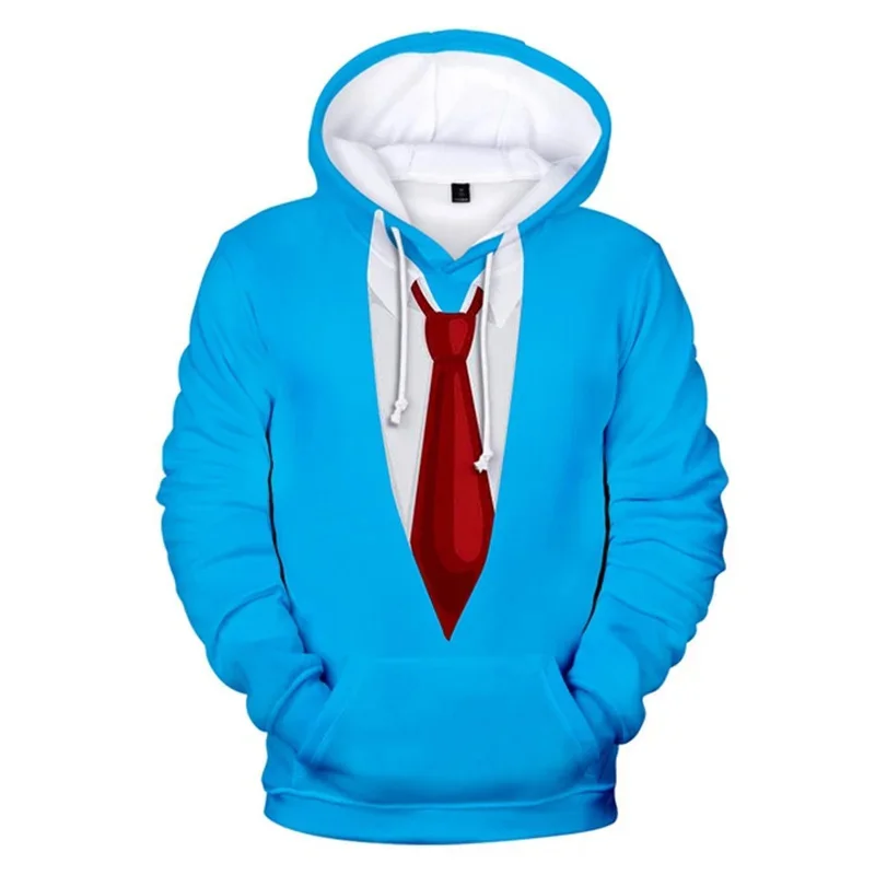 thumbnail image 1 of Sudadera con capucha y pajarita de esmoquin a la moda para hombre, sudaderas holgadas con estampado 3D, sudaderas divertidas con capucha de traje falso, sudaderas casuales de talla grande, 1 of 4