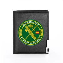 

Fashion Guardia Civil Honor Badge Printing Leather Wallet Men Women Billfold Slim Credit Card/ID Holders Inserts Short Purses