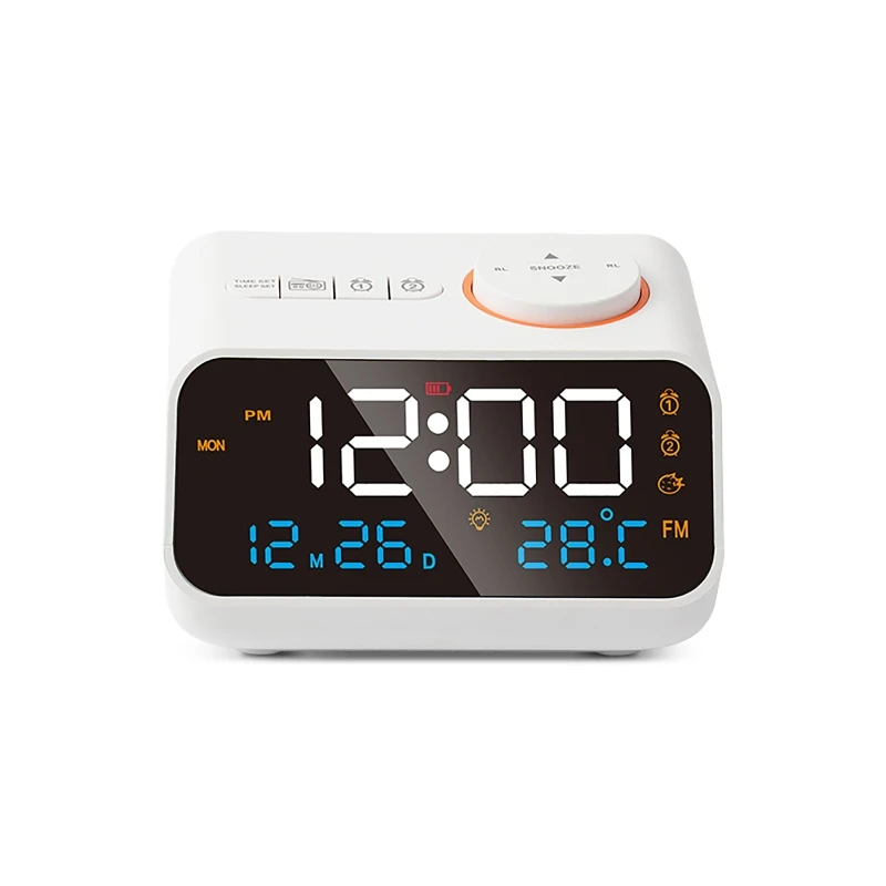 Fenteer Digitaler Wecker, elektrische Uhren, 12/24 Stunden, modern, genau,  mit Temperatur- und Luftfeuchtigkeitsüberwachung für den Schreibtisch im