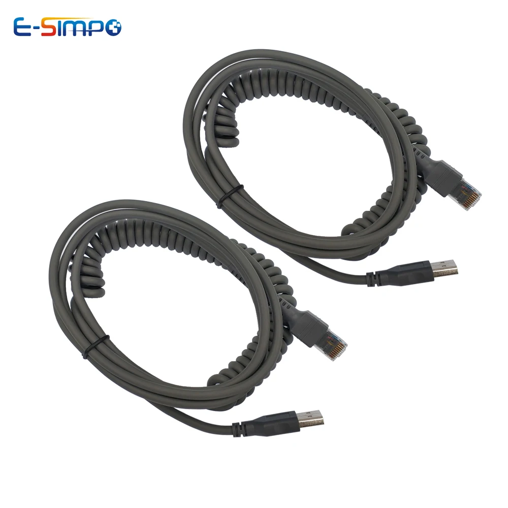 

2pcs BarCode Scanner USB Spiral Cable 3M(10feet) For Symbol LS2208AP LS1203 LS4208 LS4278 DS6707 DS6708 CBA-U12-C09ZAR