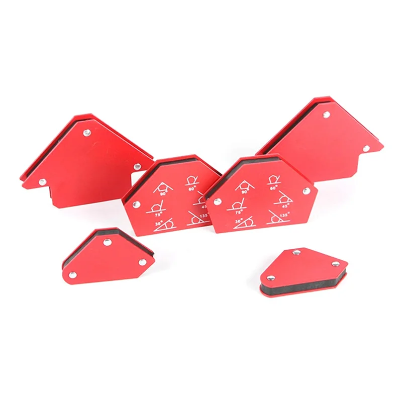 6Pcs Red Protractor Strong Magnetic Welding Positioner Magnetic Multi-Angle Welding Fixture Right-Angle Magnet Tool