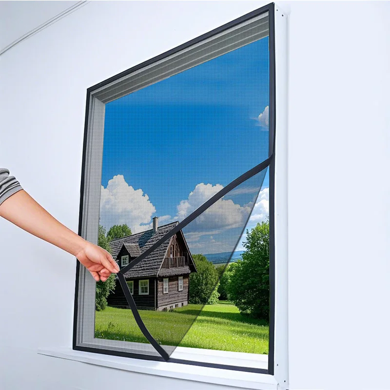 Insect Mosquito Nets for Window Screen Mesh Custom Size Reusable Hook and Loop Fiberglass Against Mosquitoes and Flies