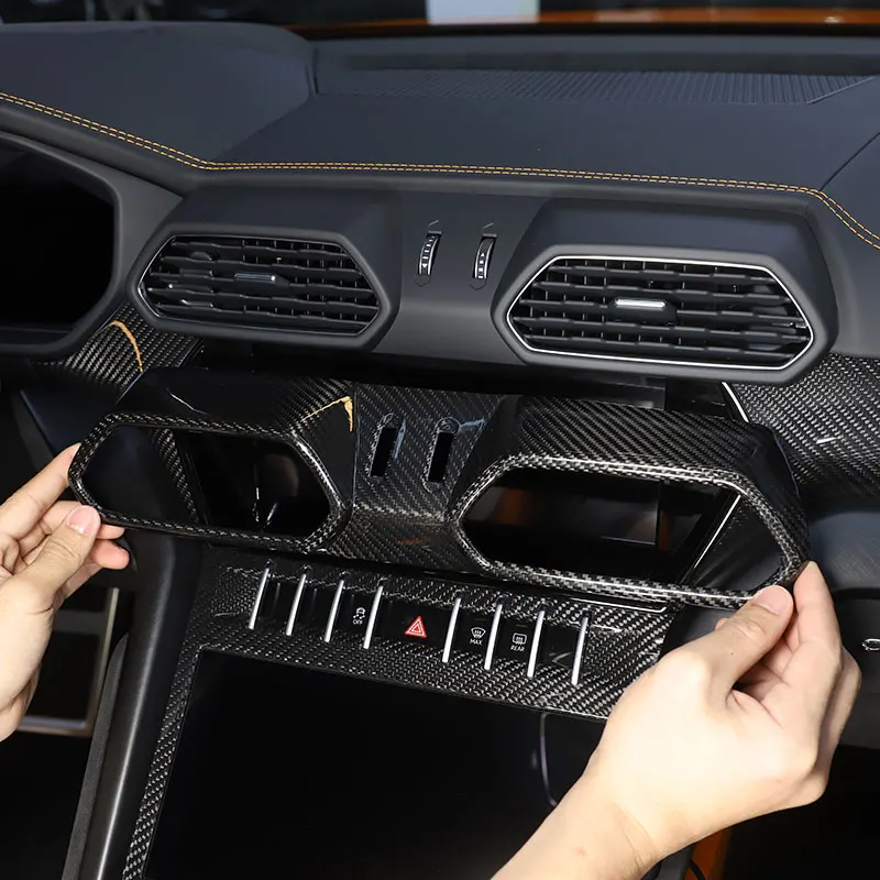 

For Lamborghini URUS 2018-21 Real Carbon Fiber Car Central Control Air Conditioning Air Outlet Frame Cover Trim Car Accessories