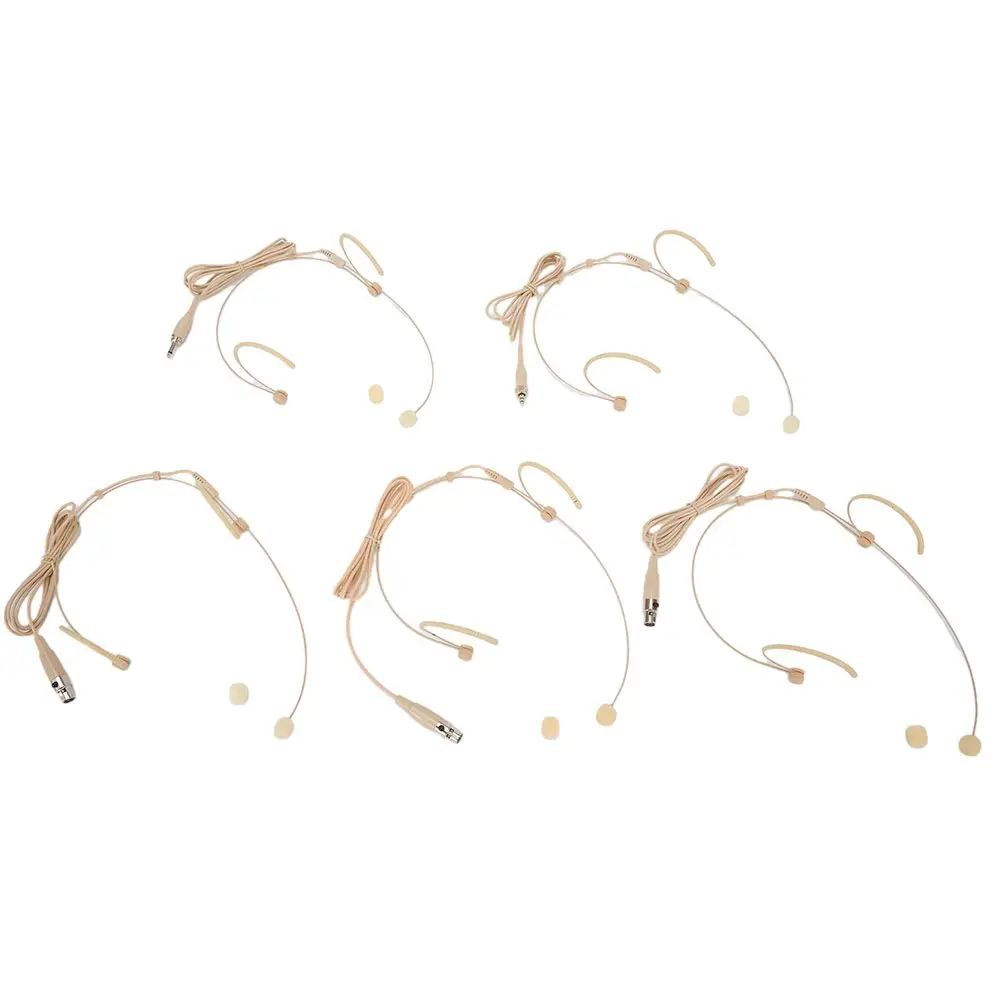 Beige Double Earhook Headset Microphone for Lecturers Houses of Worship and Stage Use 3 5mm 3 Pin and 4 Pin XLR Connectors