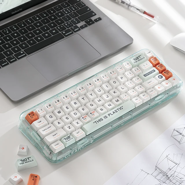 MelGeek Mojo68 Plastic Transparent, Custom&Programmable Mechanical Keyboard