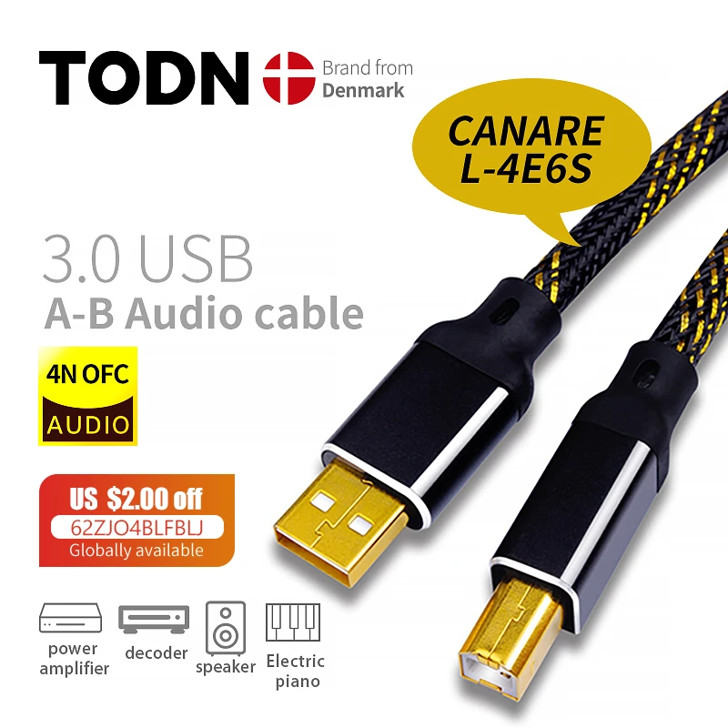 Canare HIFI USB Cable DAC A-B Alpha 4N OFC Digital AB Audio A to B high-end Type A to Type B Hifi Data Cable usb data transfer cable
