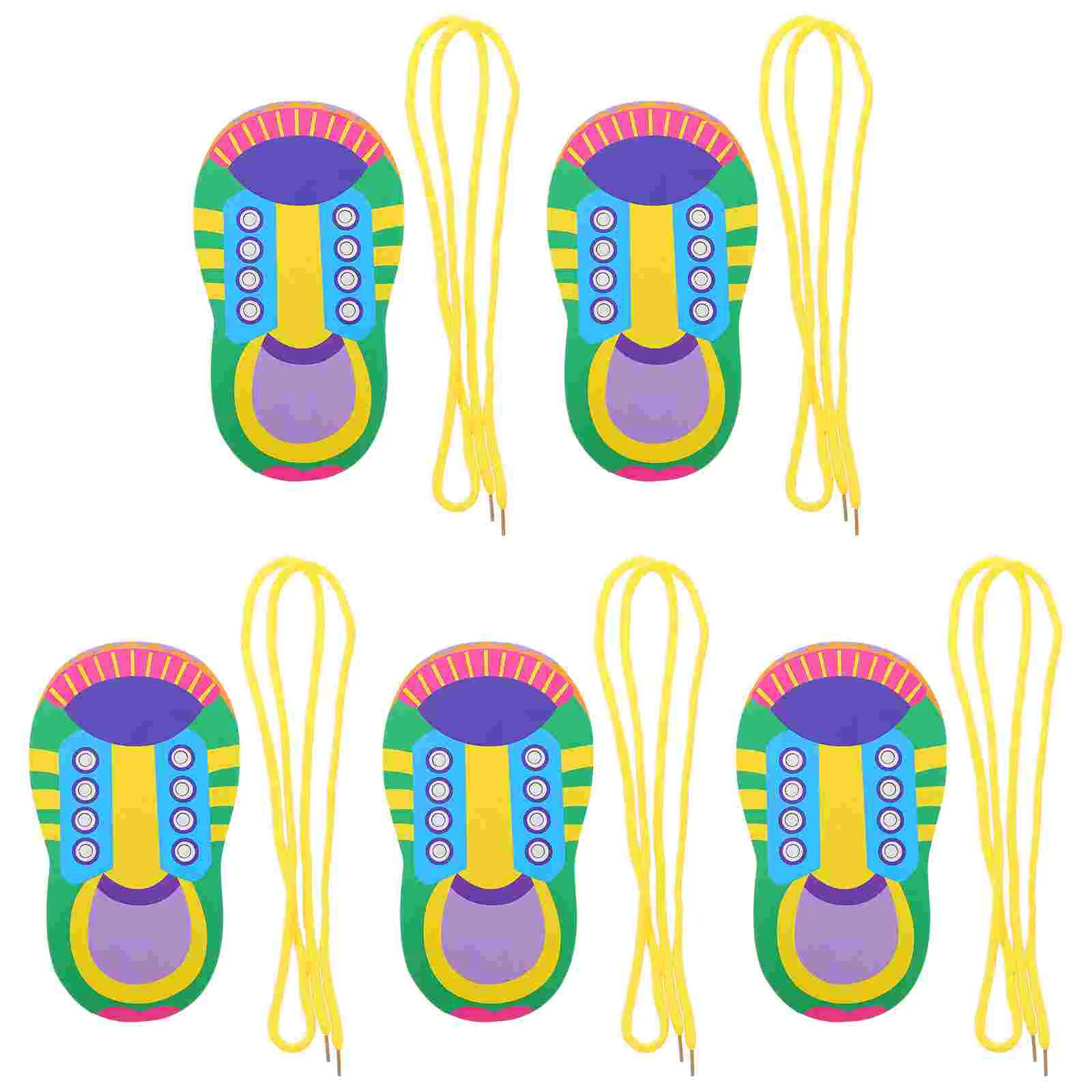 

5 Sets Jigsaws Shoelace Toy Threading Toys Checkerboard Simulation Wear Tying Shoelaces Toddler Educational Travel