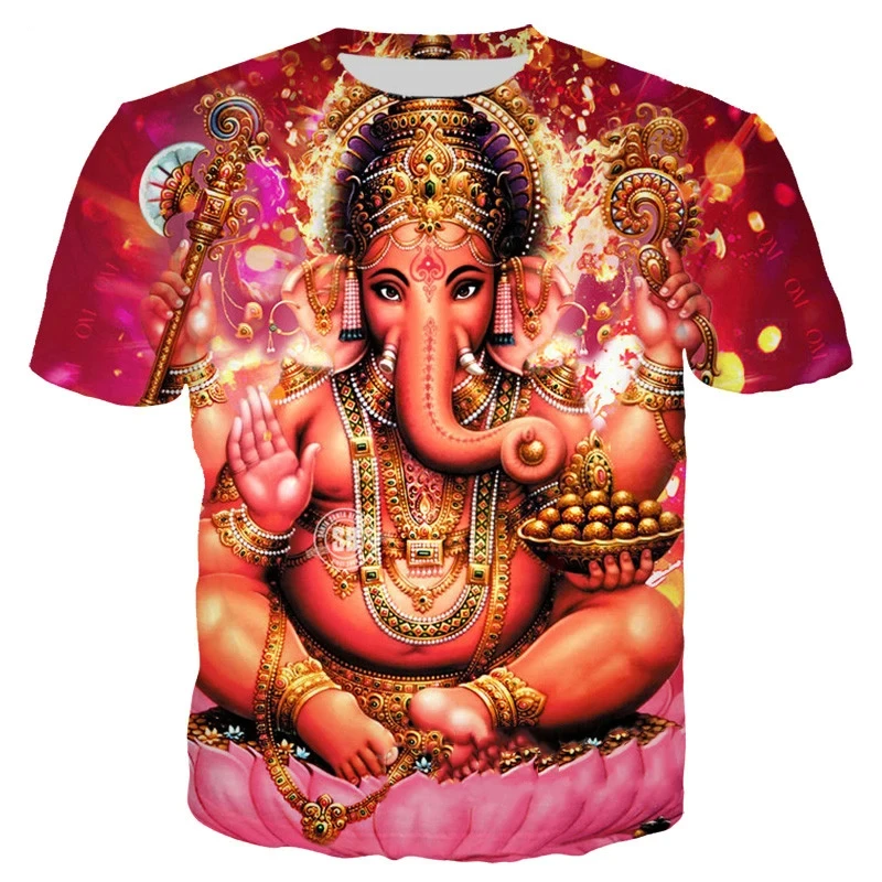 

Hindu God Ganesha Shiva 3D Printed T Shirts Men Women Summer Fashion Casual Short Sleeve Good Omens Streetwear Oversized T-shirt