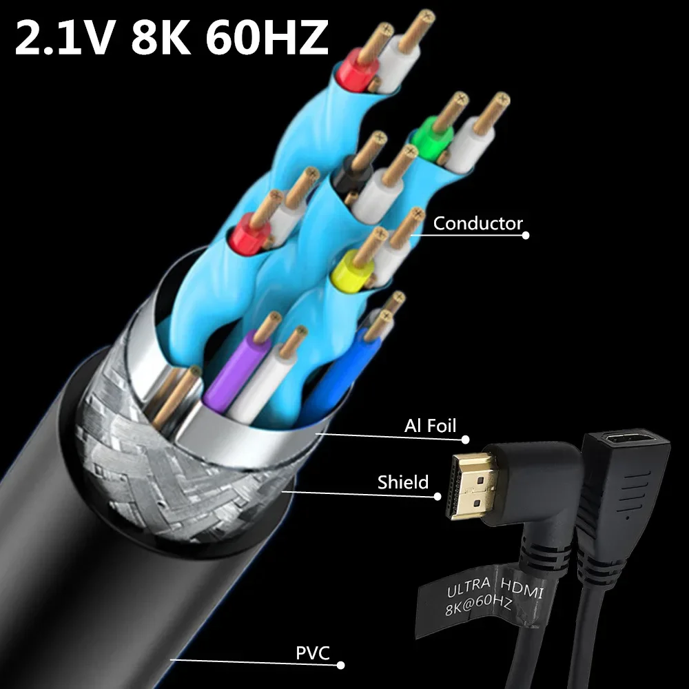 8K HDMI-compatible Extension Cable, 8K60 4K120 144Hz High Speed HDMI Extender Cord Male to Female Adapter Connector cable