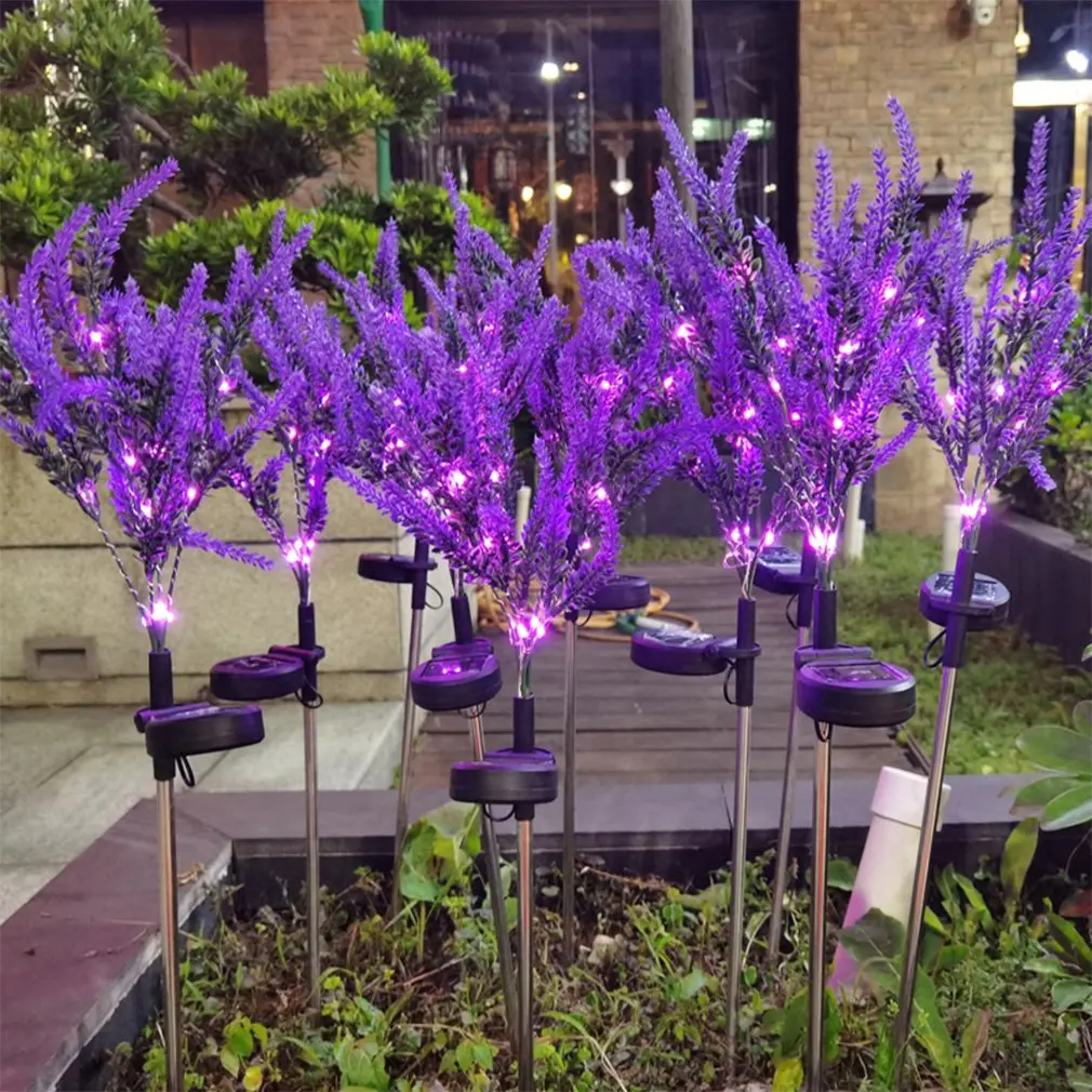 

2PCS LED Solar Lavender Flower Landscape Lawn Lamp Outdoor Garden Villa Courtyard Simulation Arrangement Floor