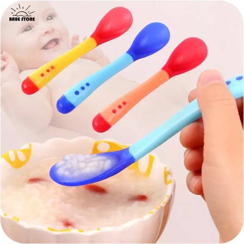 1PC Baby Silicone Feeding Spoon with Temperature Sensing with learning spoons,silicone feeding spoon,baby cutlery
