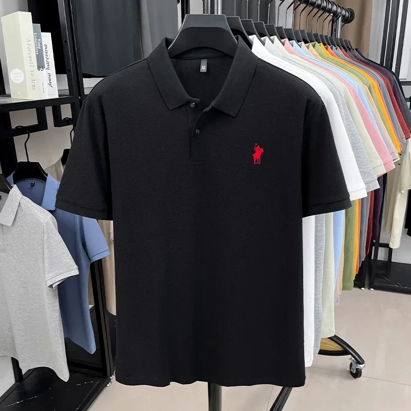 Designer marque 100% coton manches courtes polo chemise de luxe mode pony broderie hommes affaires loisirs été nouveau Respirabilité golf T-shirt 1 Designer marque 100% coton manches courtes polo chemise de luxe mode pony broderie hommes affaires loisirs été nouveau Respirabilité golf T-shirt 1