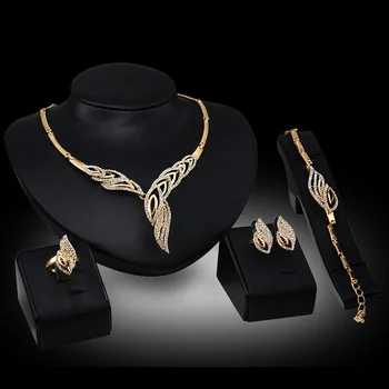 Women's fashionable design metal earrings, necklaces, bracelets, and ring sets suitable for banquets and holiday gifts 1