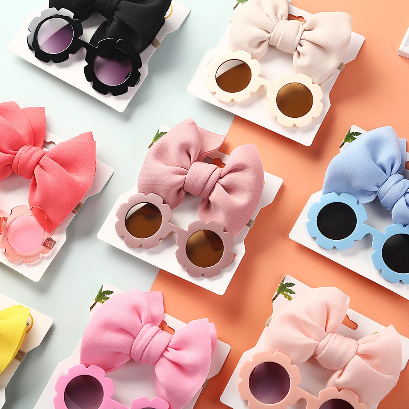 Hair Accessories Hair Headband Accessories Girl 2 Piece Set Fashion Flower Shape Headwear and Bow Headband For Birthday Gifts
