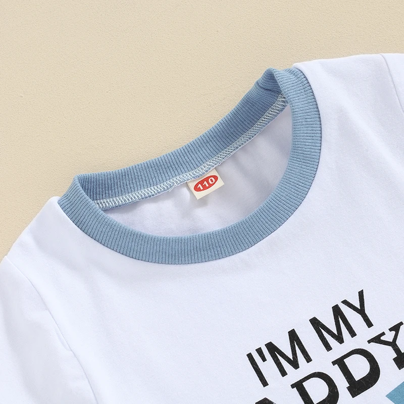 

Little Boy Summer Clothes Letter Print Short Sleeve Round Neck T-Shirt with Solid Color Shorts 2Pcs Outfit