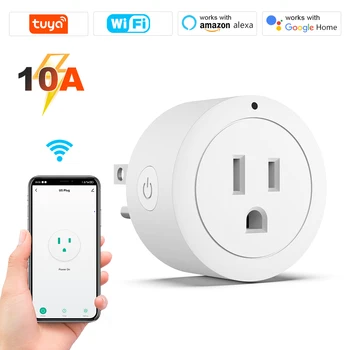 Tuya Wifi US 10A Socket Wireless Switch Smart Home App Scene Linkage Plug Support APP Remote Control For Alexa Google Home