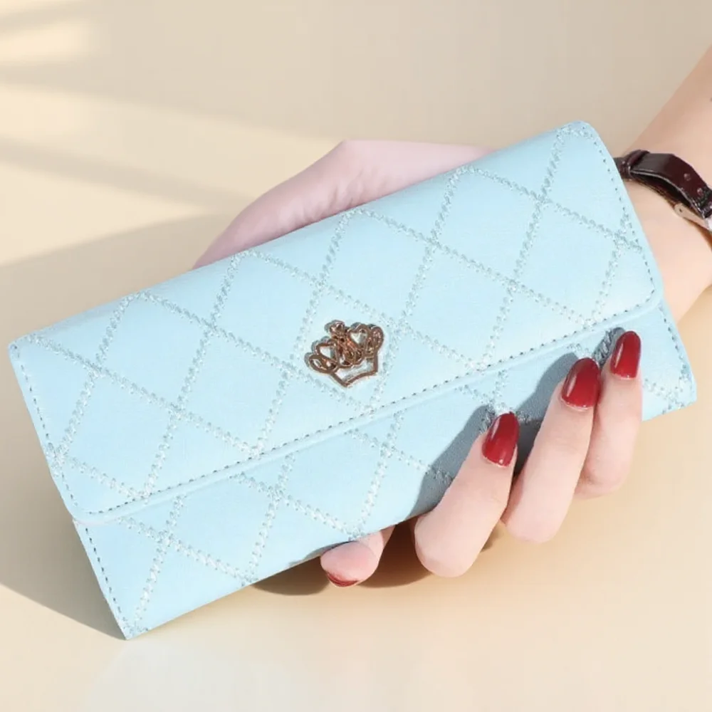 Elegant Pink Plaid Women’s Wallet - Stylish PU Leather Long Purse and Phone Holder