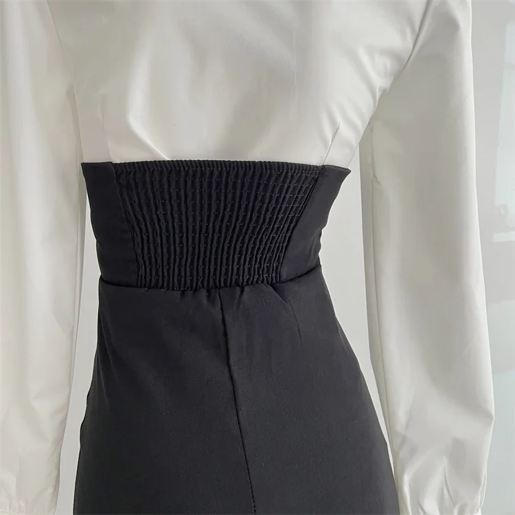 Y2K 3-piece Set Women Crop Coat Blazer White Shirt Halter Sleeveless Bodycon Midi Dress Autumn New Female Korean Chic Outfits