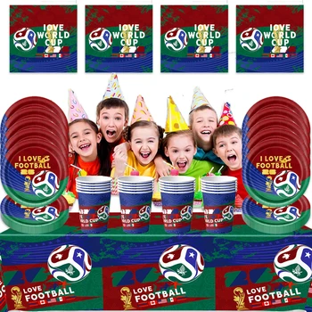 61pcs/set 2026 Football Soccer birthday Decoration disposable dishes Paper Cup Plate Napkin Tablecloth Birthday Party Supplies 1