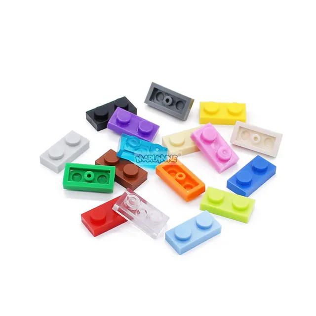 Marumine 1x2 Plate Brick 100PCS Building Blocks Baseplate 3023 Accessories Bulk Parts Developing Classic MOC Brick Toys for Kids 5
