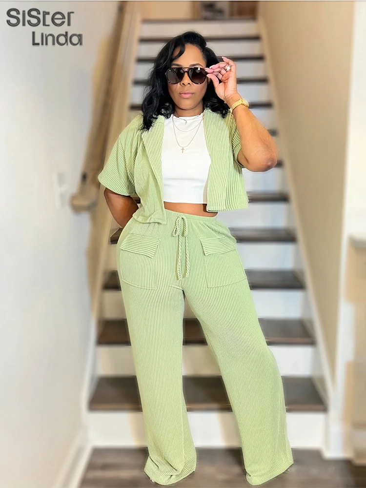 

Женский брючный костюм Sisterlinda, однотонный Свободный комбинезон до щиколотки, с кулиской, для лета, K24S50070